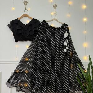 Elegant Black and White Polka Dot Skirt
